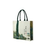Other Gift Packaging Custom Logo Canvas Tote Bag / Promotional Cotton Bag with Long Ribbon Handles