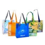 Plastic Woven Bags Iridescent Clear PVC Tote Bag with Laser Effect for Gifts